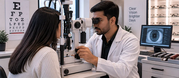 Optical shop eye exam management
