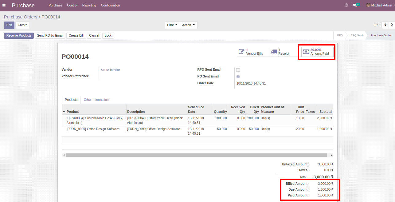 Purchase Order billed Details v12 | Store