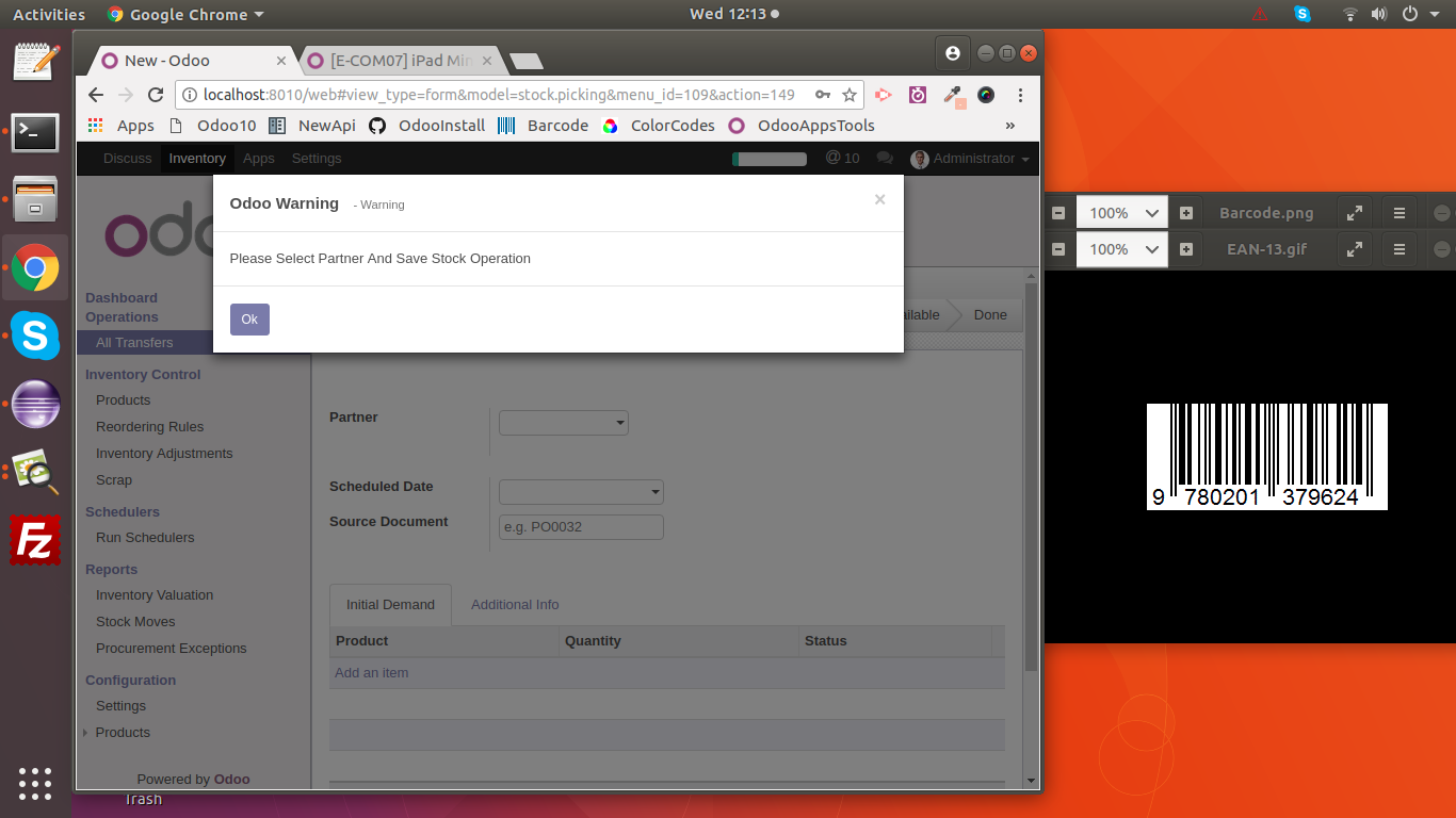 Inventory Barcode Scanner Odoo