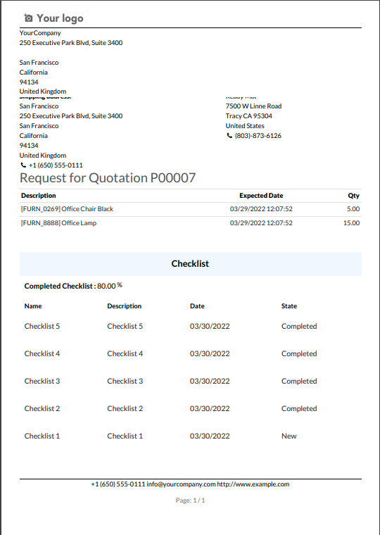 Purchase Order Custom Checklist Odoo, PO Custom Checklist Odoo