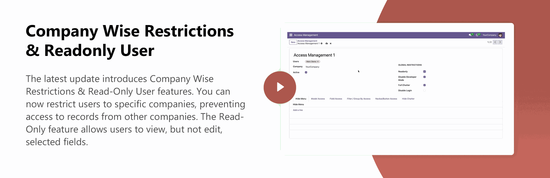 Company Wise Restrictions & Readonly User