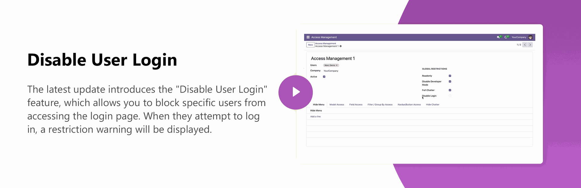 Disable User Login