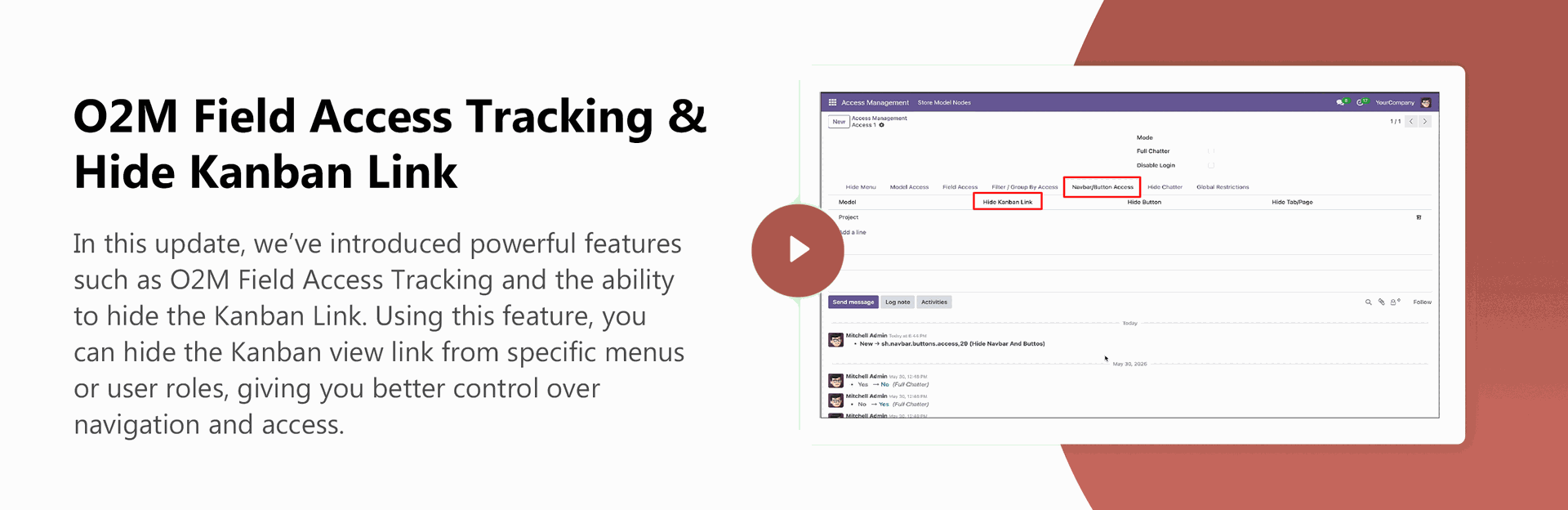 O2M Field Access Tracking & Hide Kanban Link
