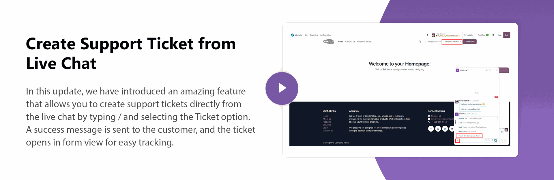 Create Support Ticket from Live Chat