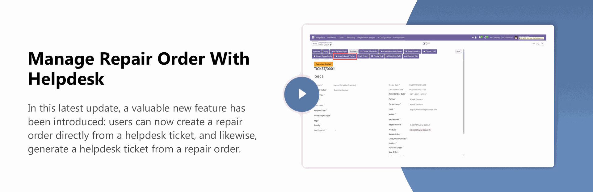 Manage Repair Order With Helpdesk