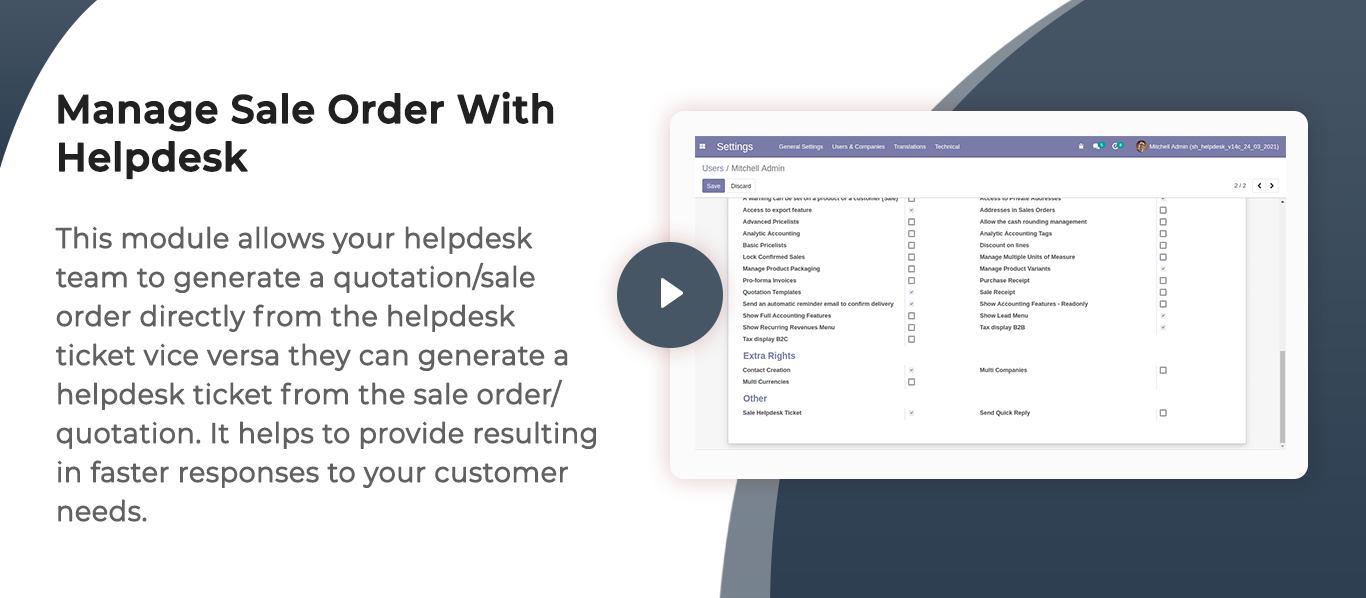 Manage Sale Order With Helpdesk