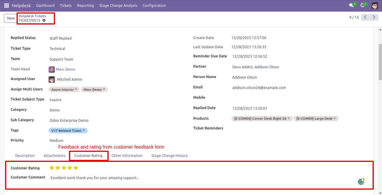 Helpdesk customer feedback