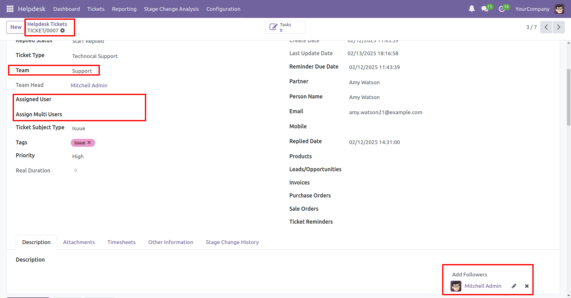 Helpdesk ticket form before mass update
