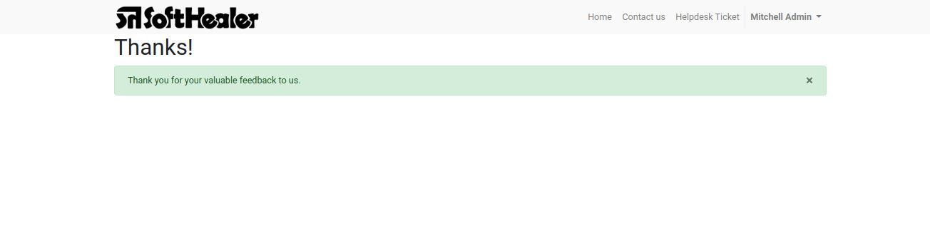 Helpdesk customer feedback thank you message