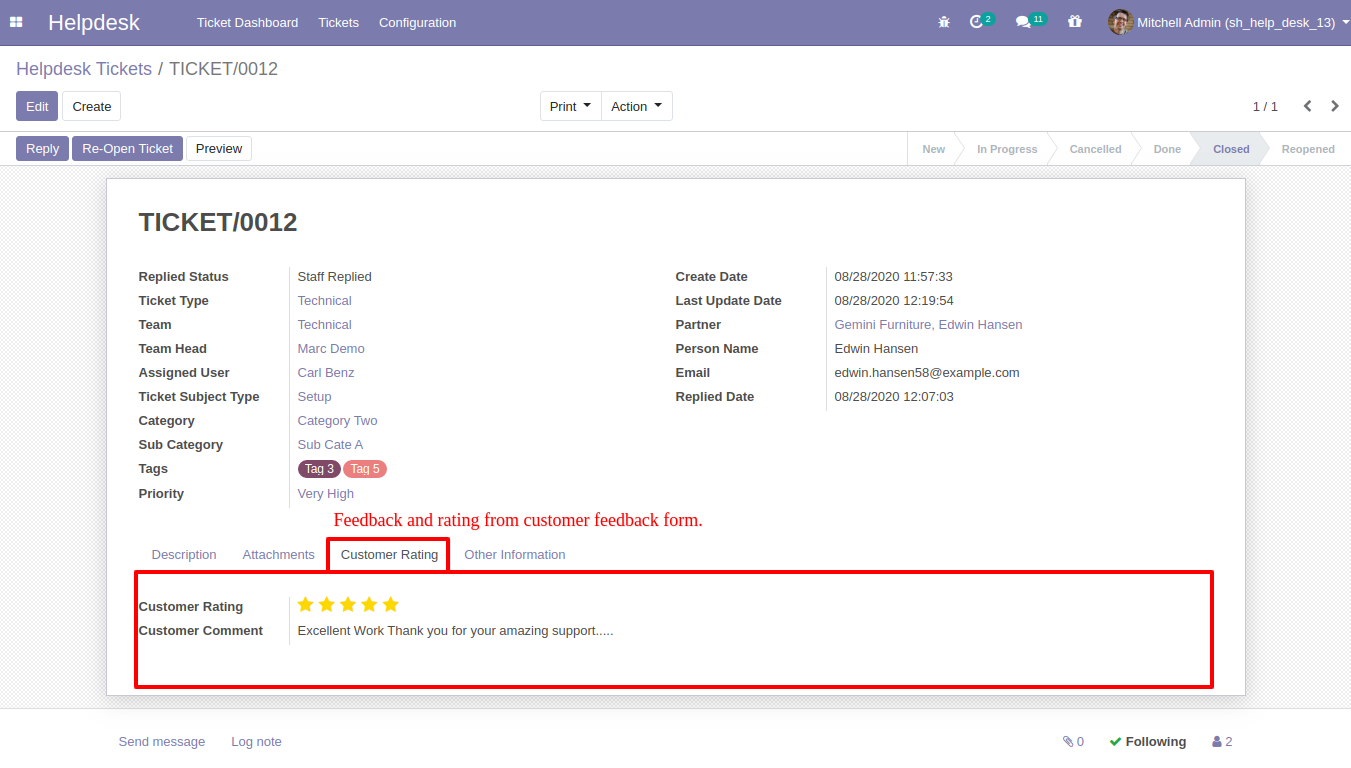 Helpdesk customer feedback