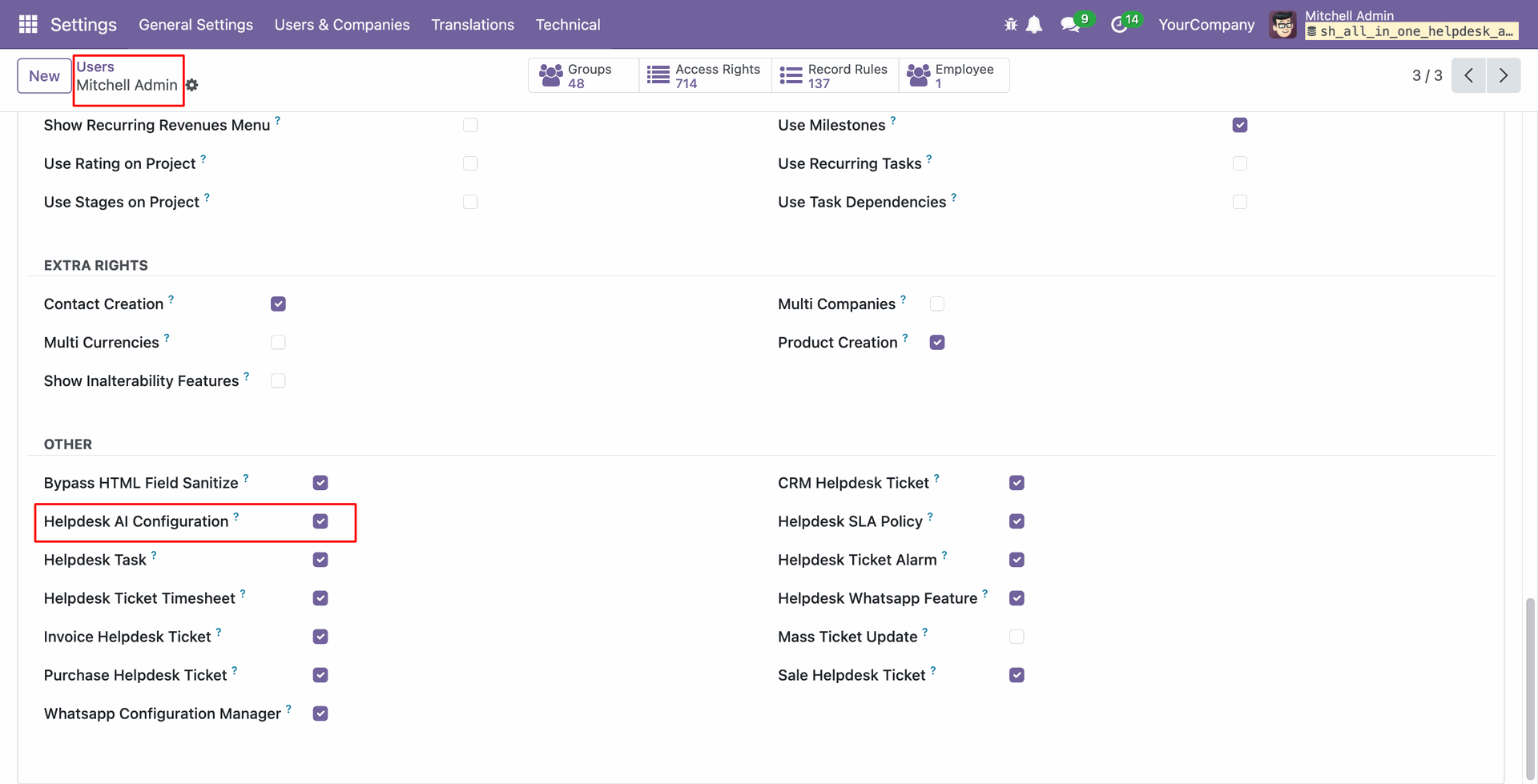 Enable Helpdesk AI Configuration for users
