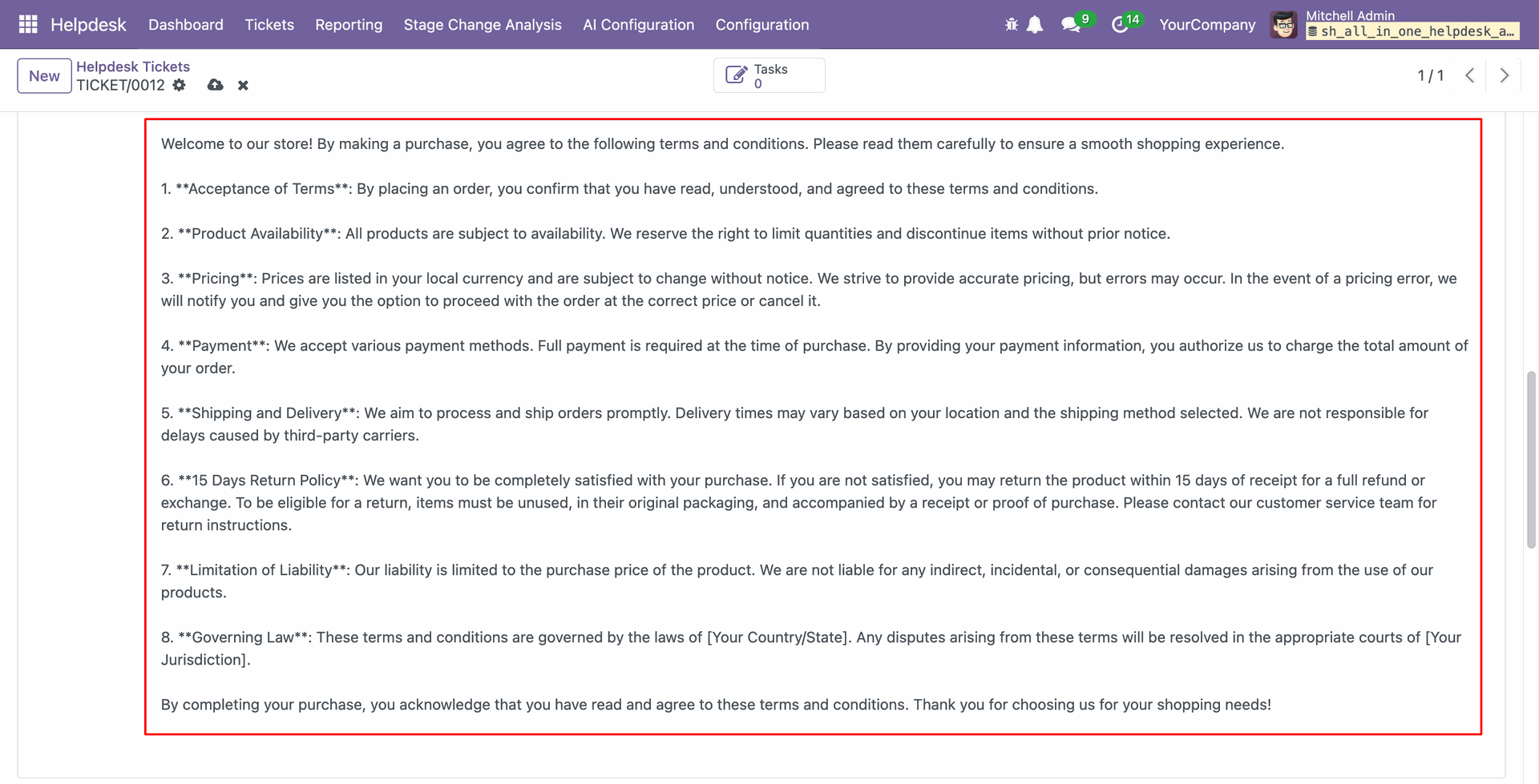 ChatGPT response added to helpdesk ticket