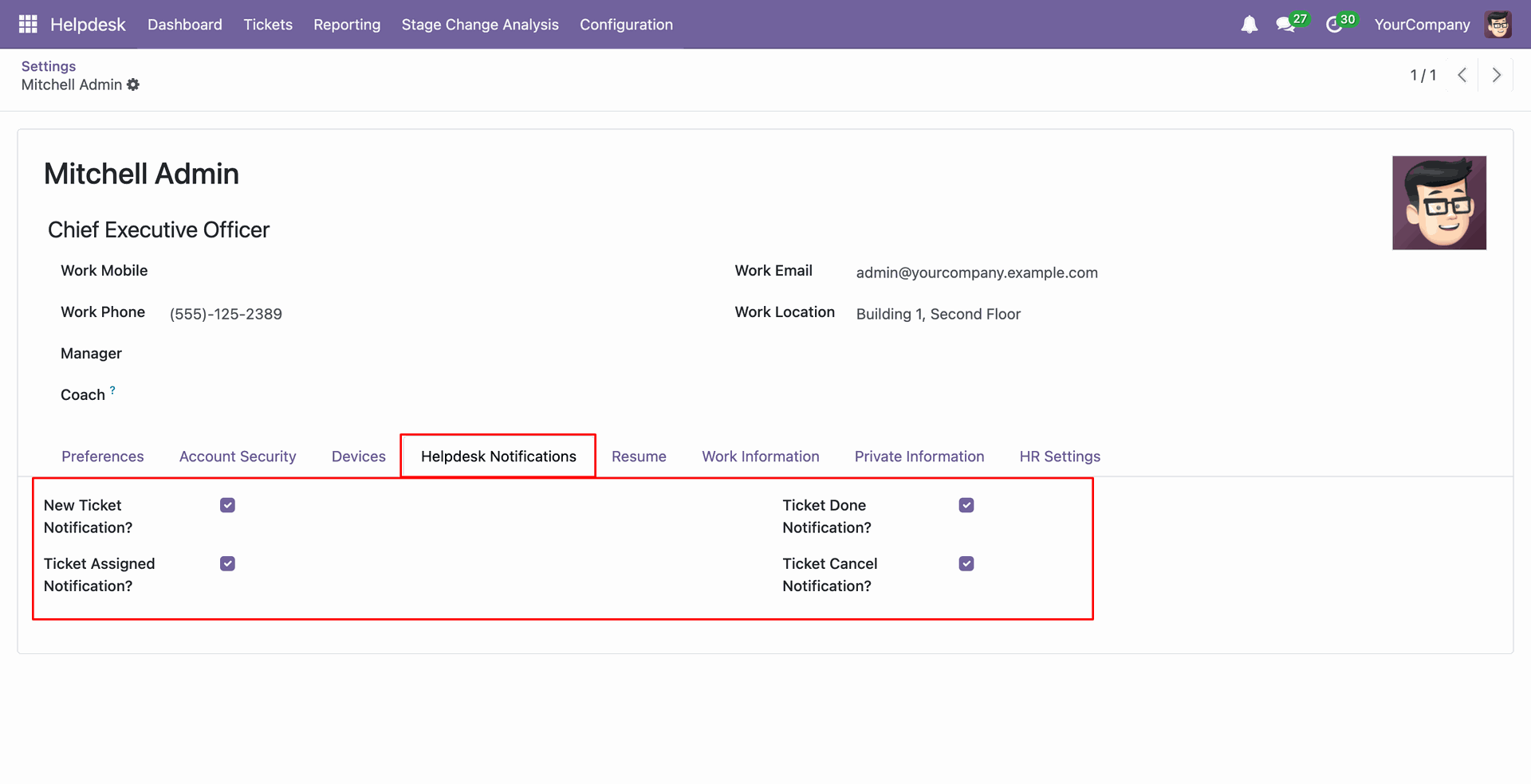 Enable Helpdesk notifications for users