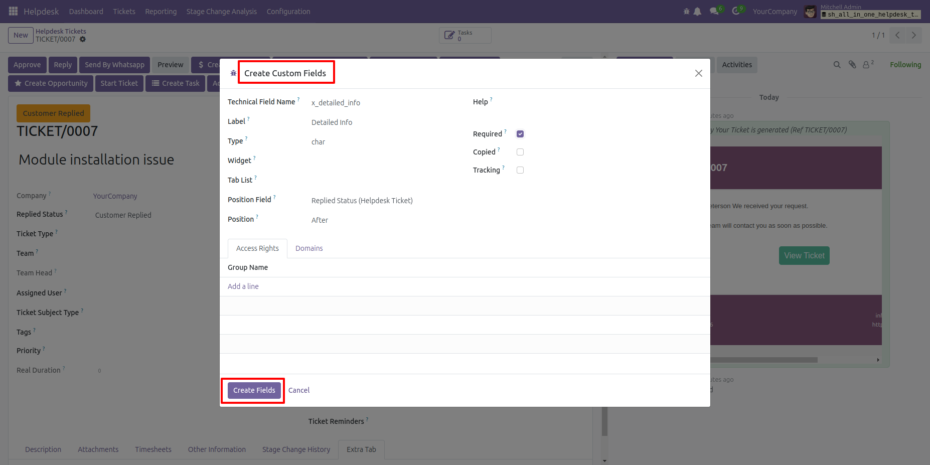 Create a custom Helpdesk ticket field