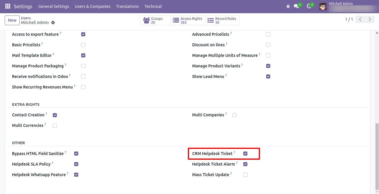 Enable CRM Helpdesk Ticket security group