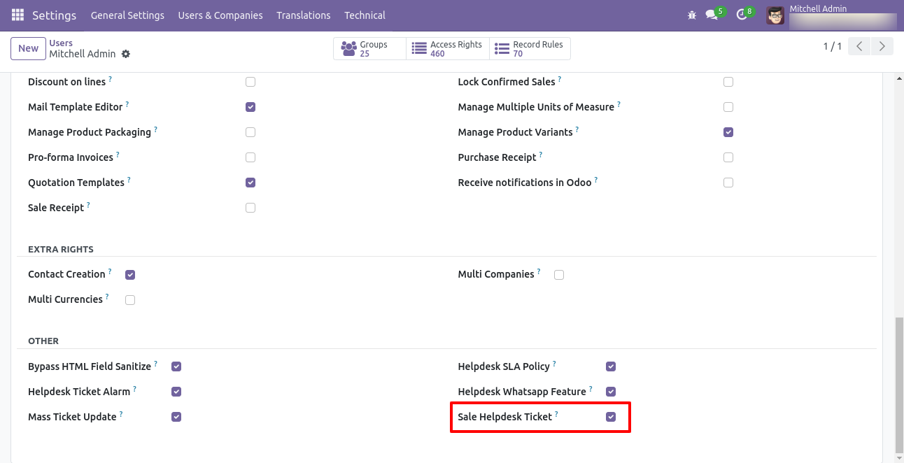 Enable Sale Helpdesk Ticket security group