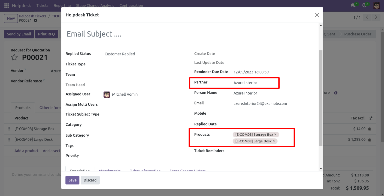 Create Ticket wizard with ticket details