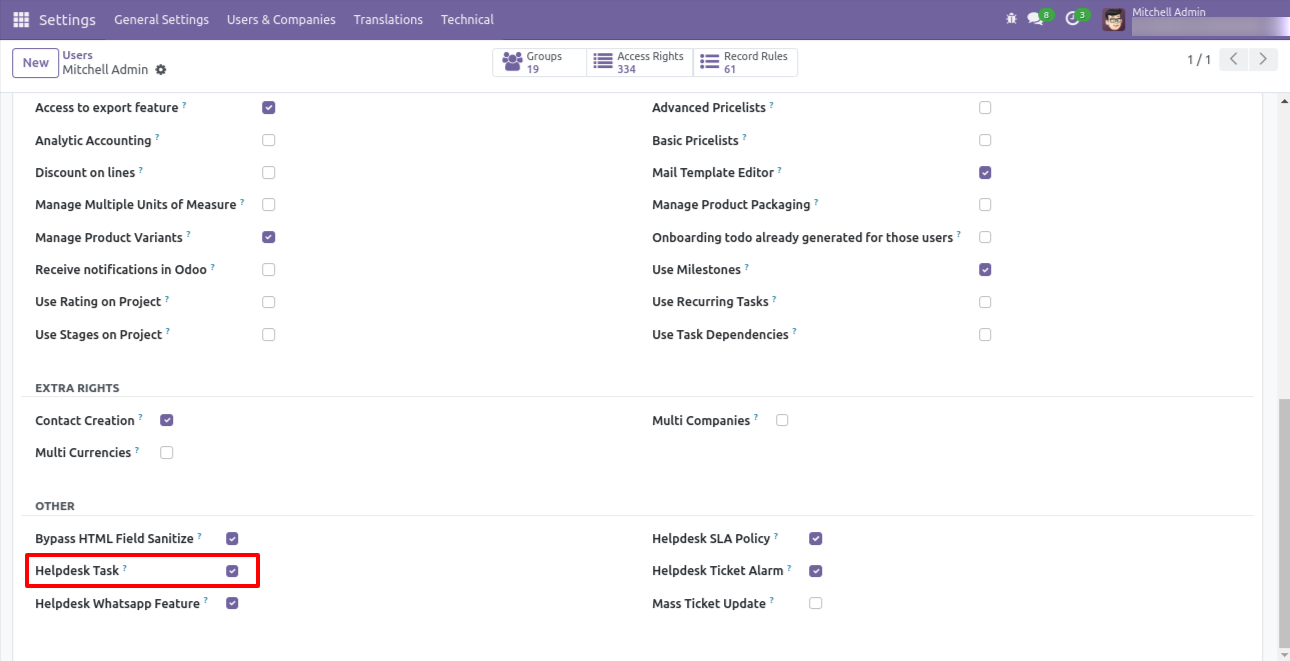 Enable Helpdesk Task access for users