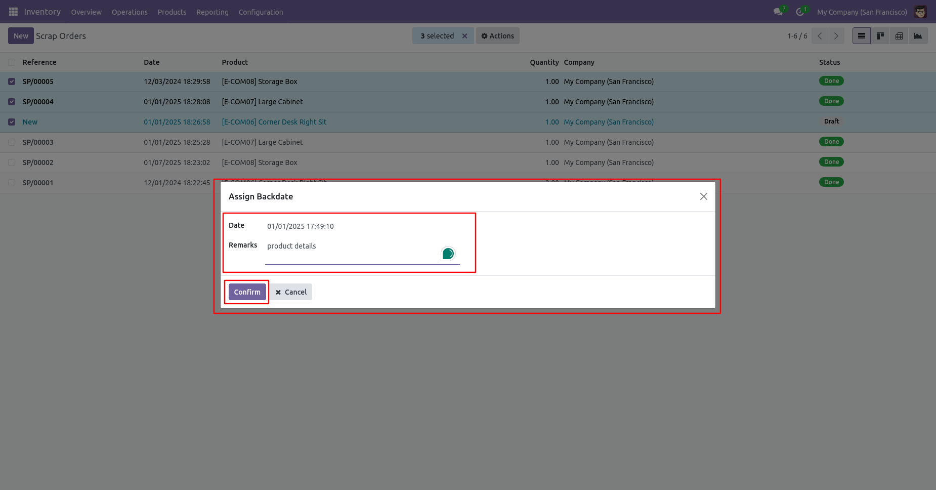 Odoo Mass Assign Backdate wizard
