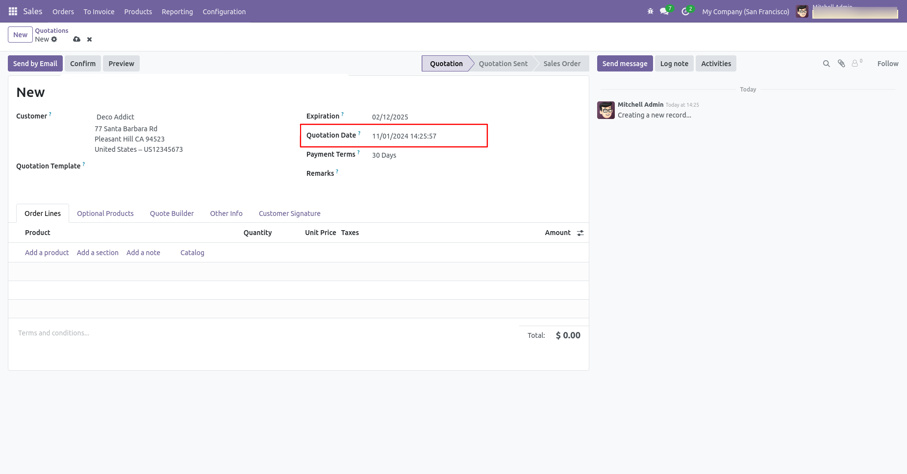 Odoo sales order with backdate