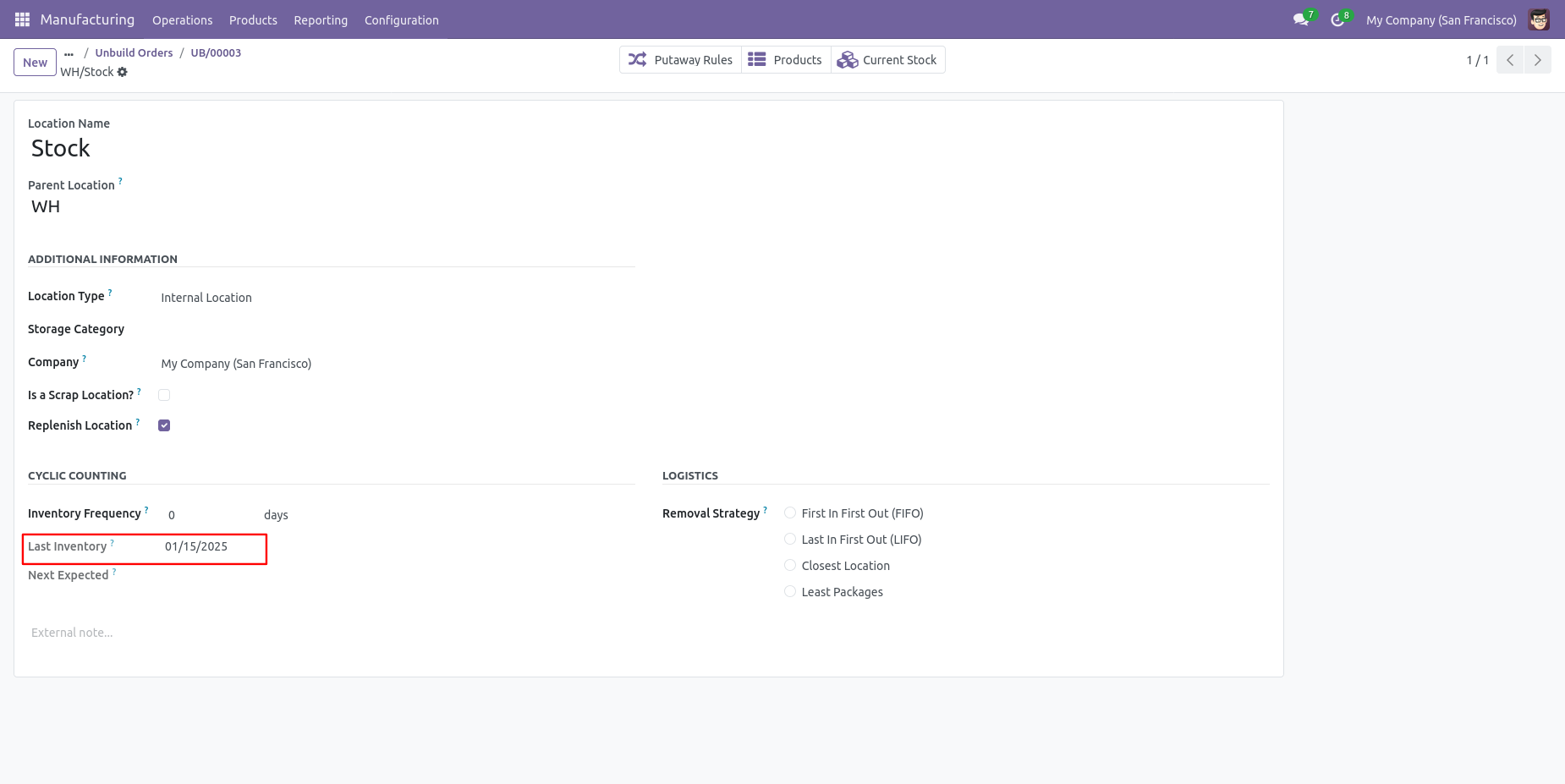 Odoo inventory date for MRP
