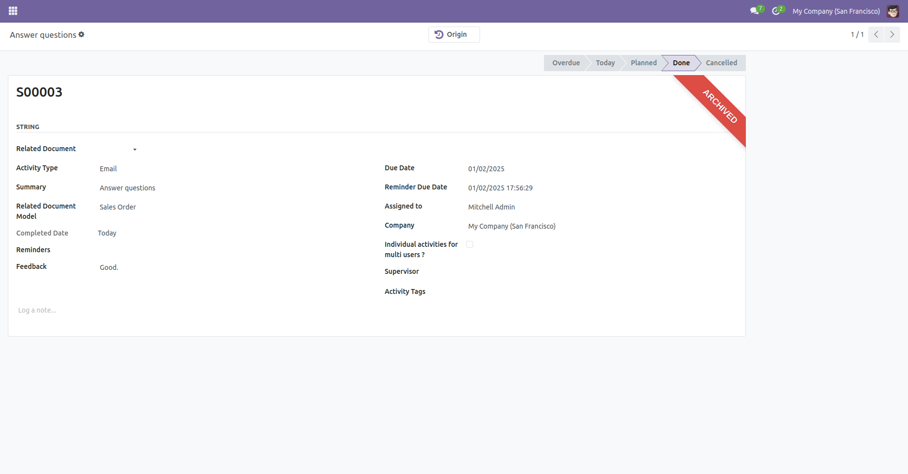 Activity form view