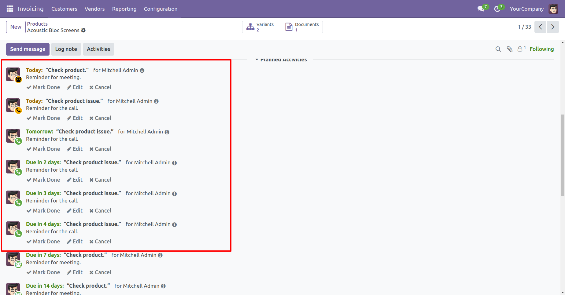 Recurring activity in chatter
