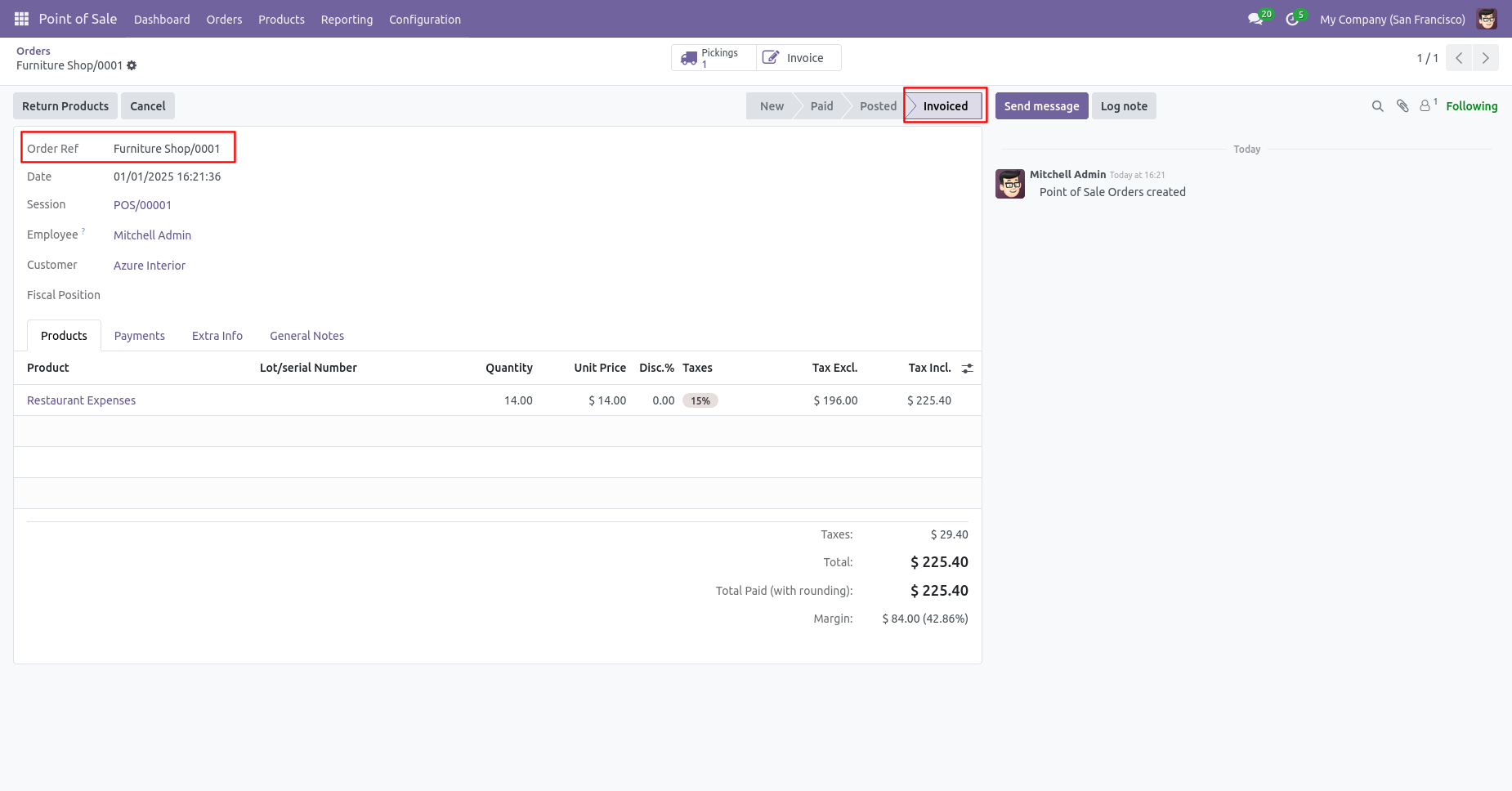 Invoiced POS order