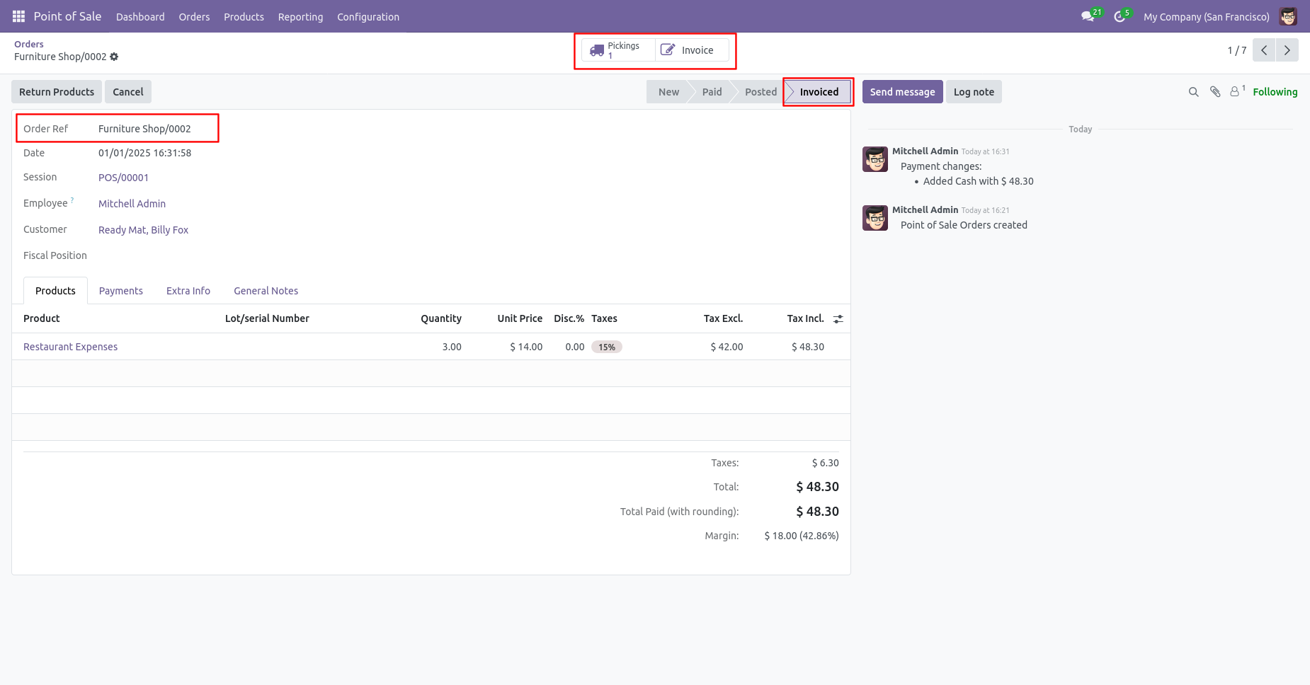 Posted POS invoice