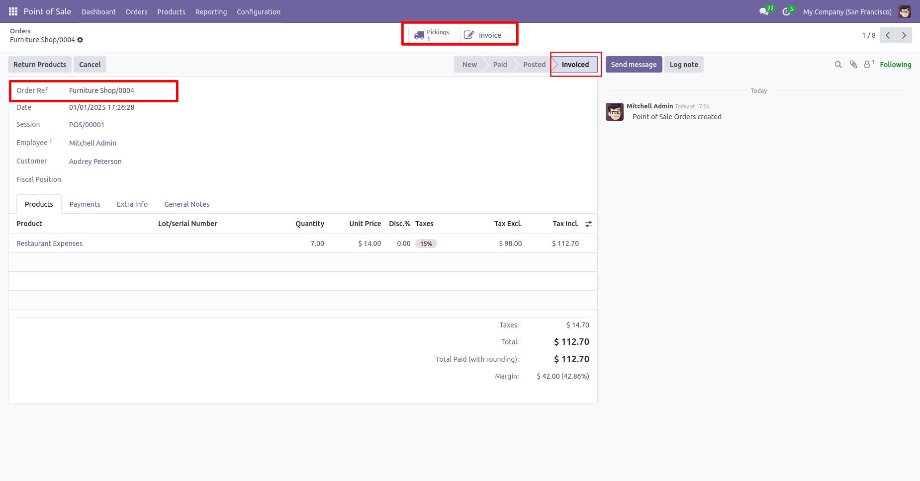 POS order with delivery and invoice