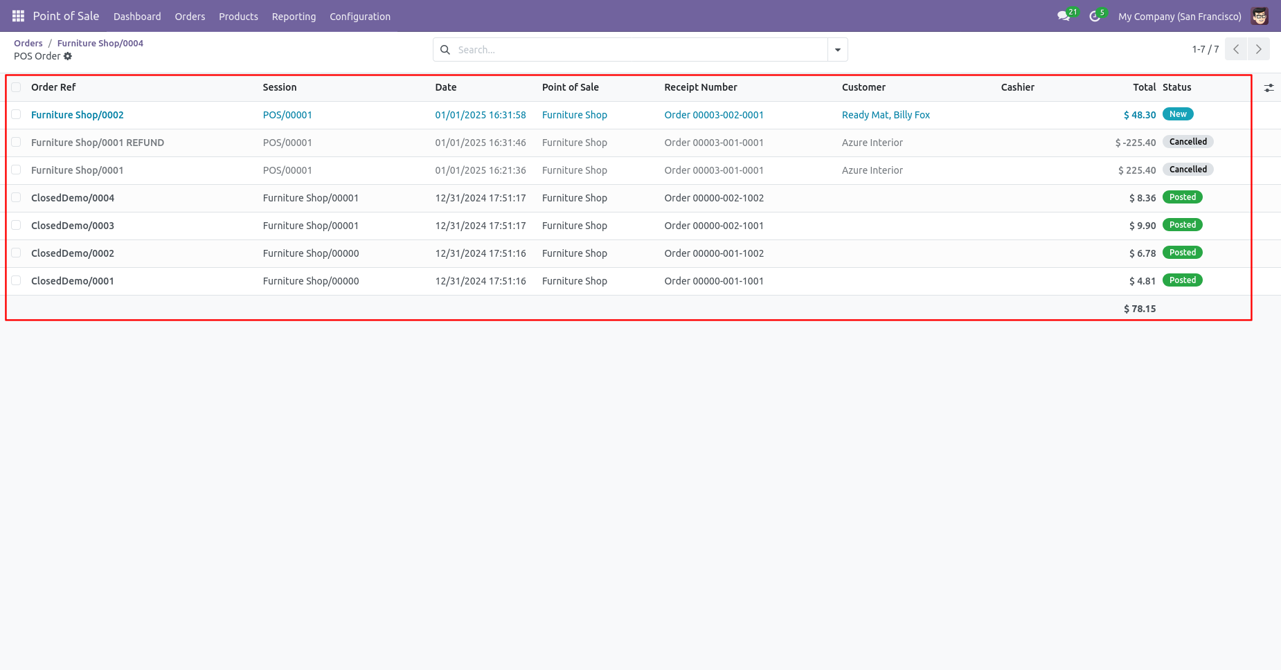 Deleted POS order