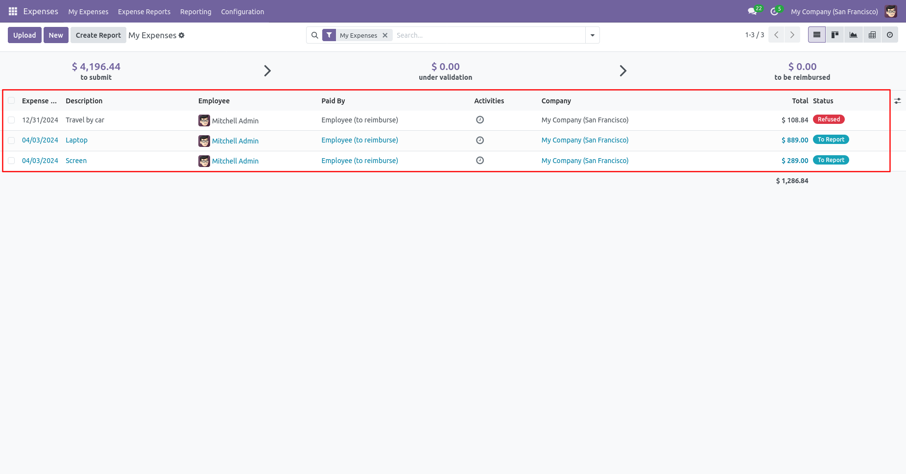 Multiple expenses deleted