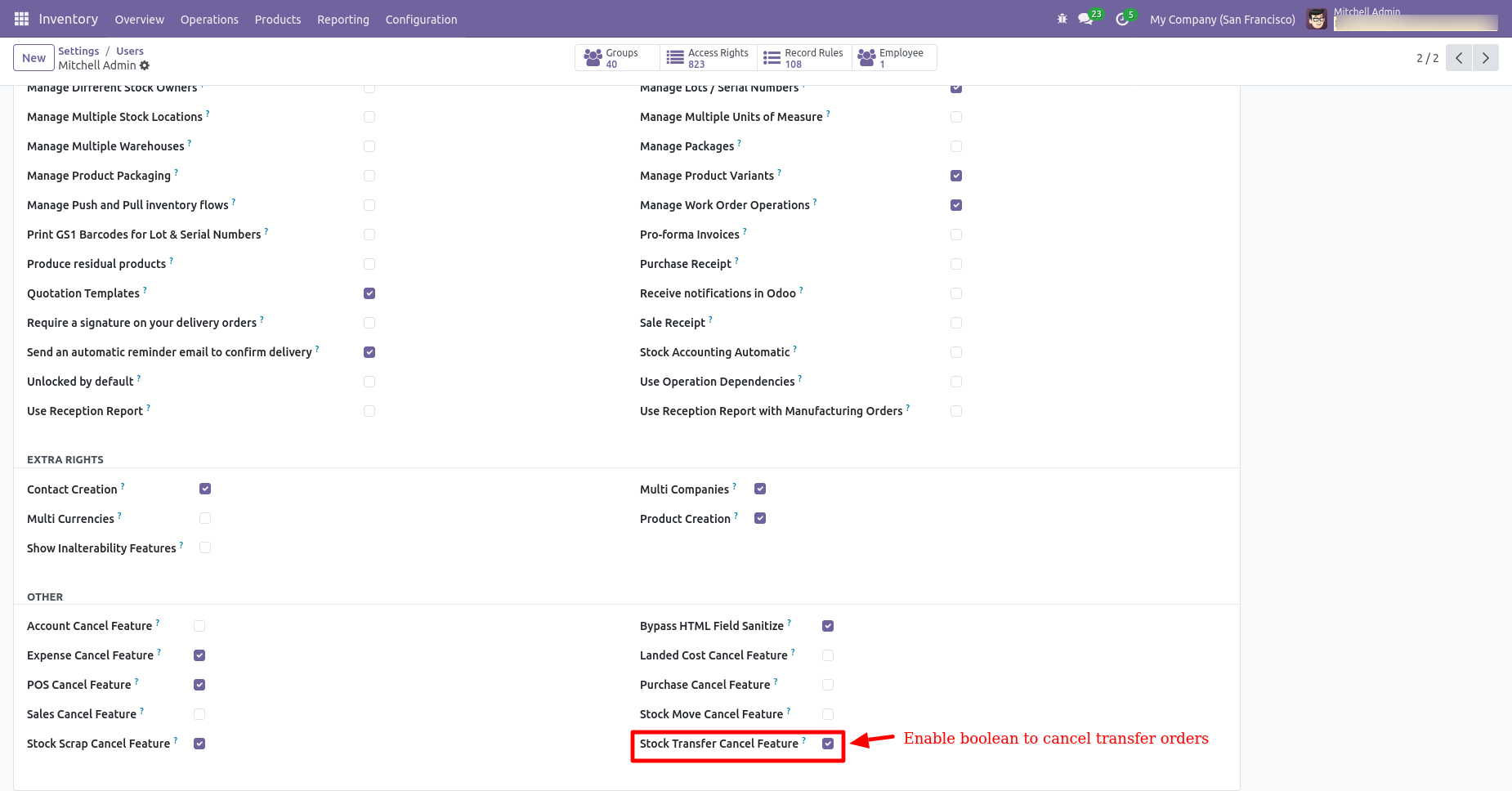 Scrap order cancellation configuration