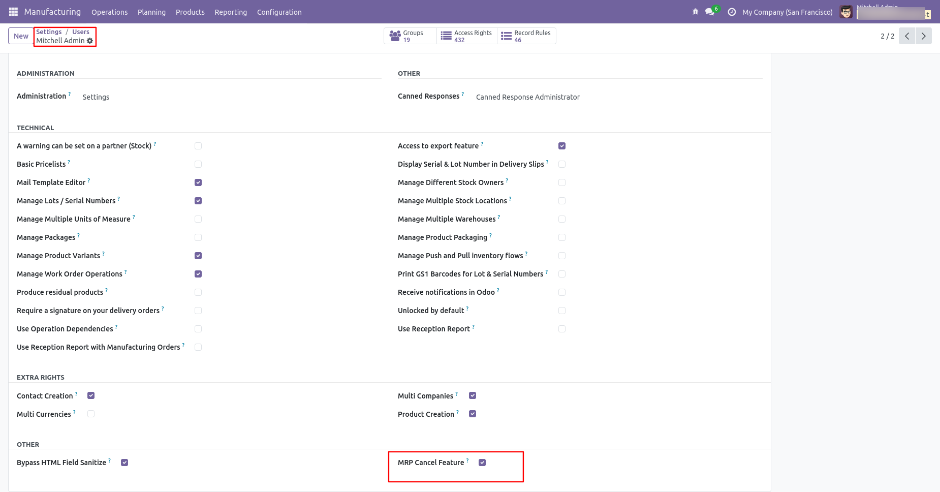 MRP order cancellation configuration