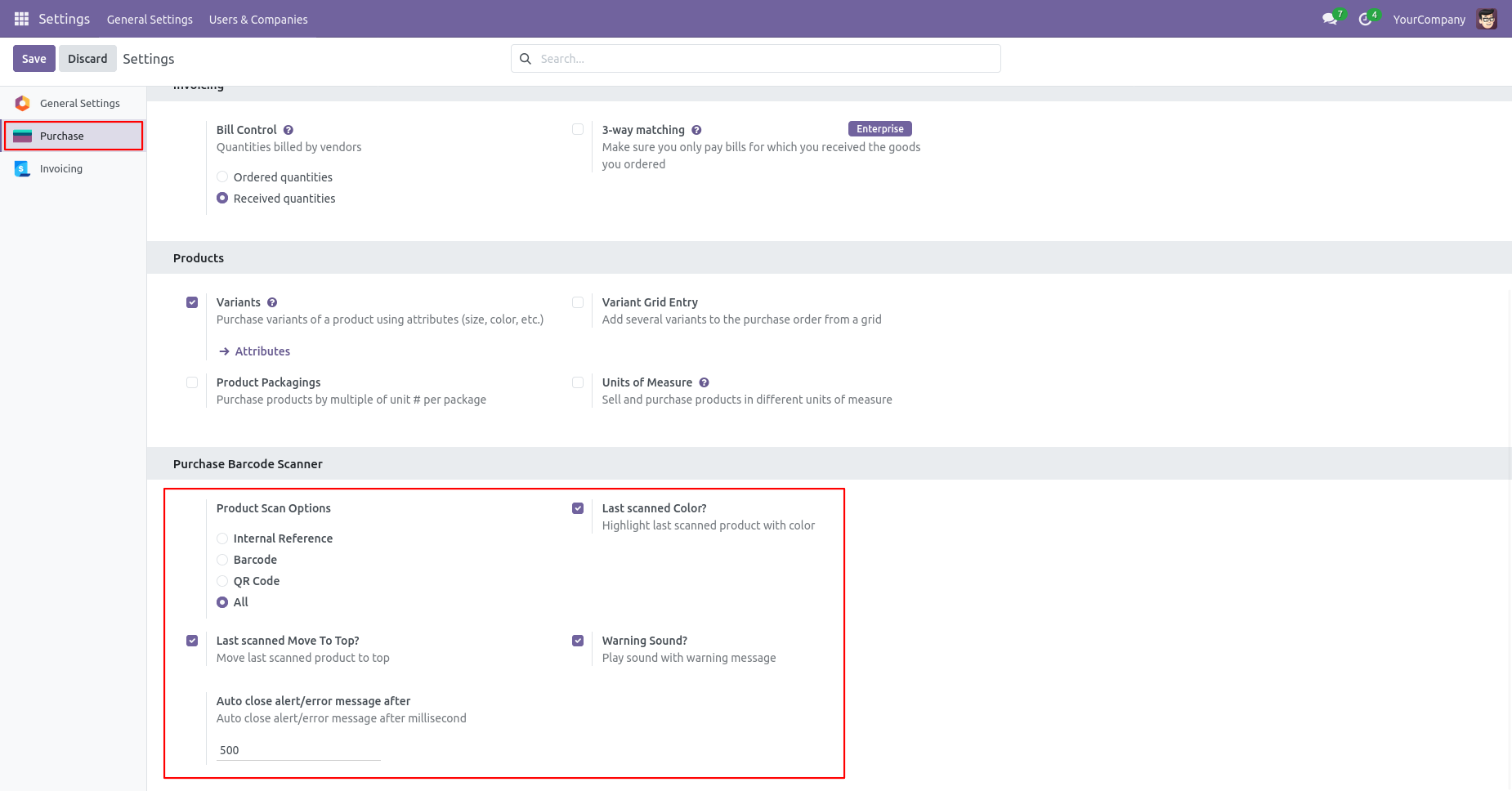 Purchase settings to scan products by barcode, QR code, or reference