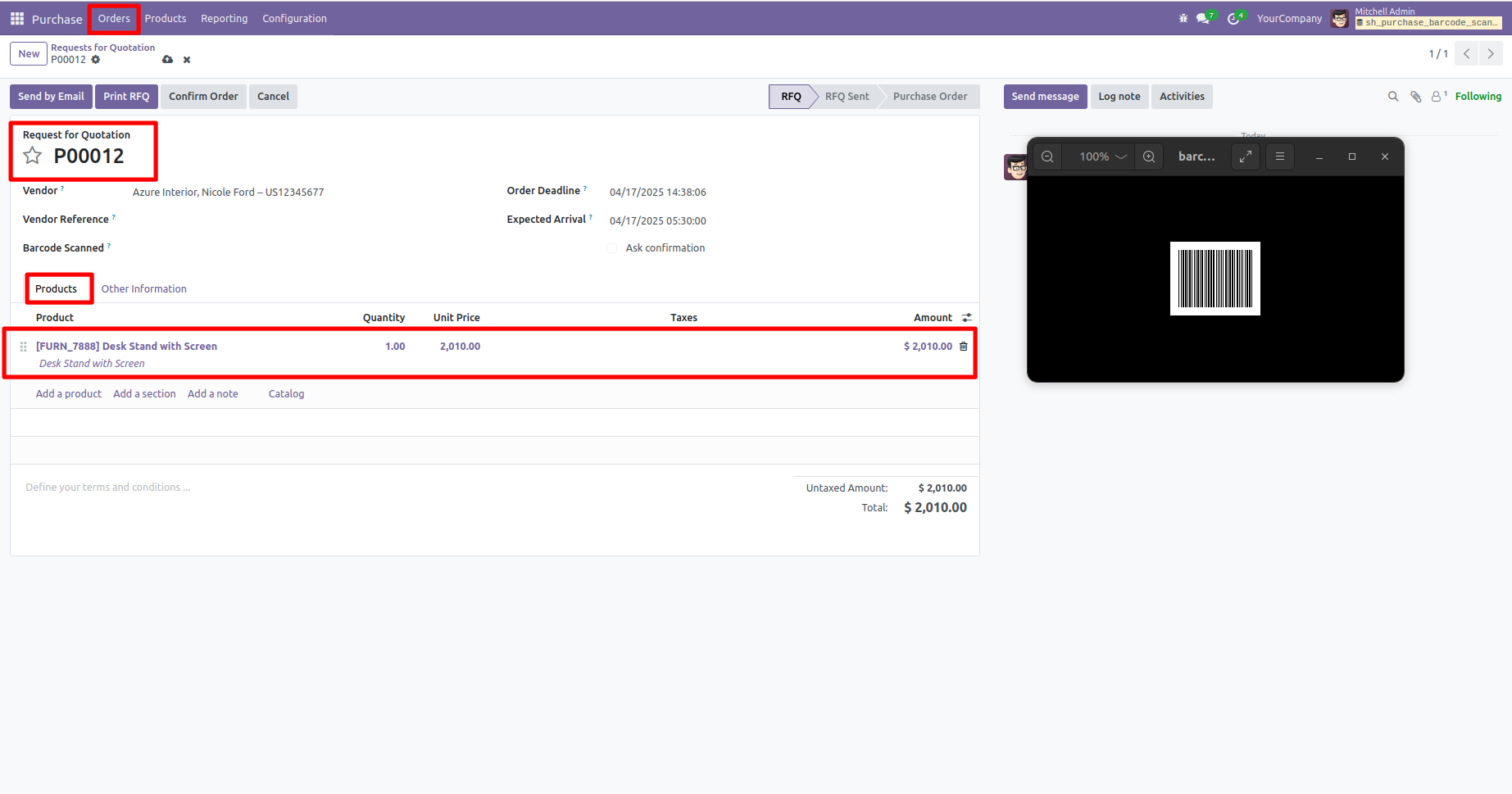 Product added by scan, or quantity increased by 1 if it exists