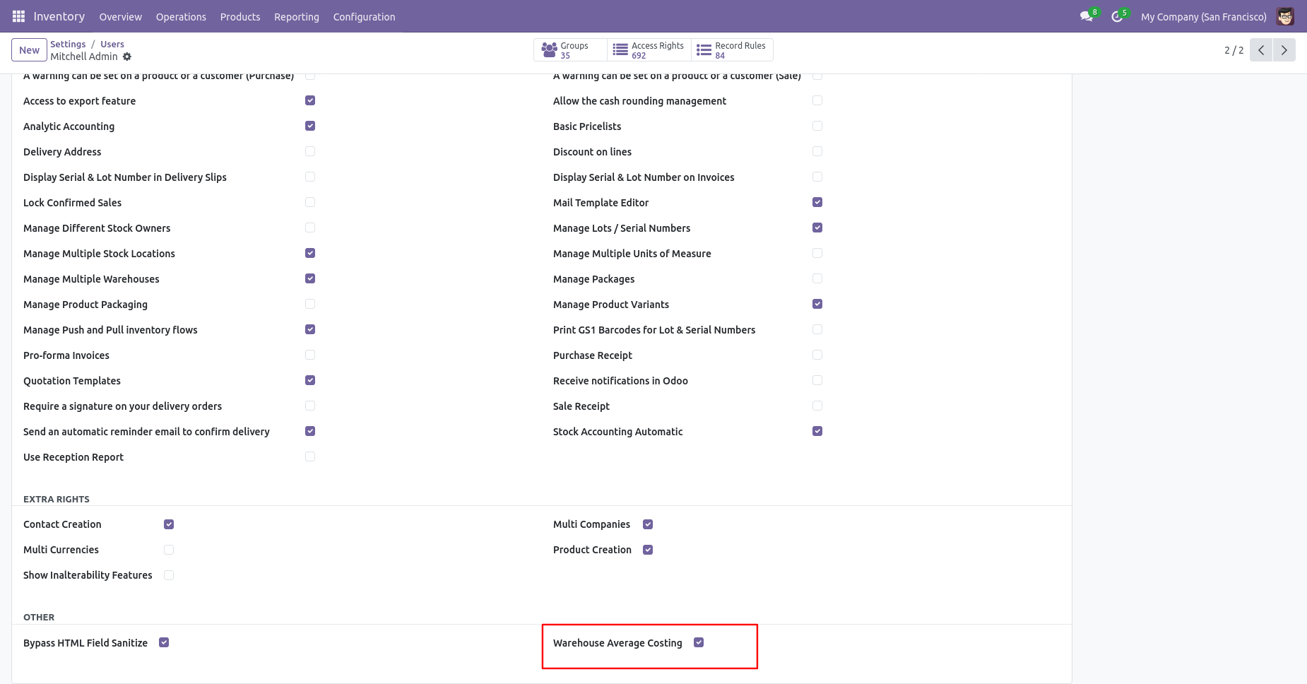 Enable Warehouse Average Costing