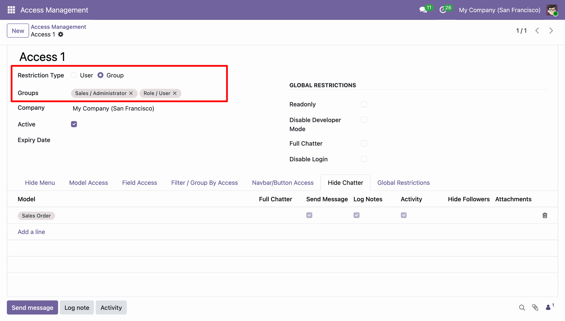 Restrict Group/User in AMS
