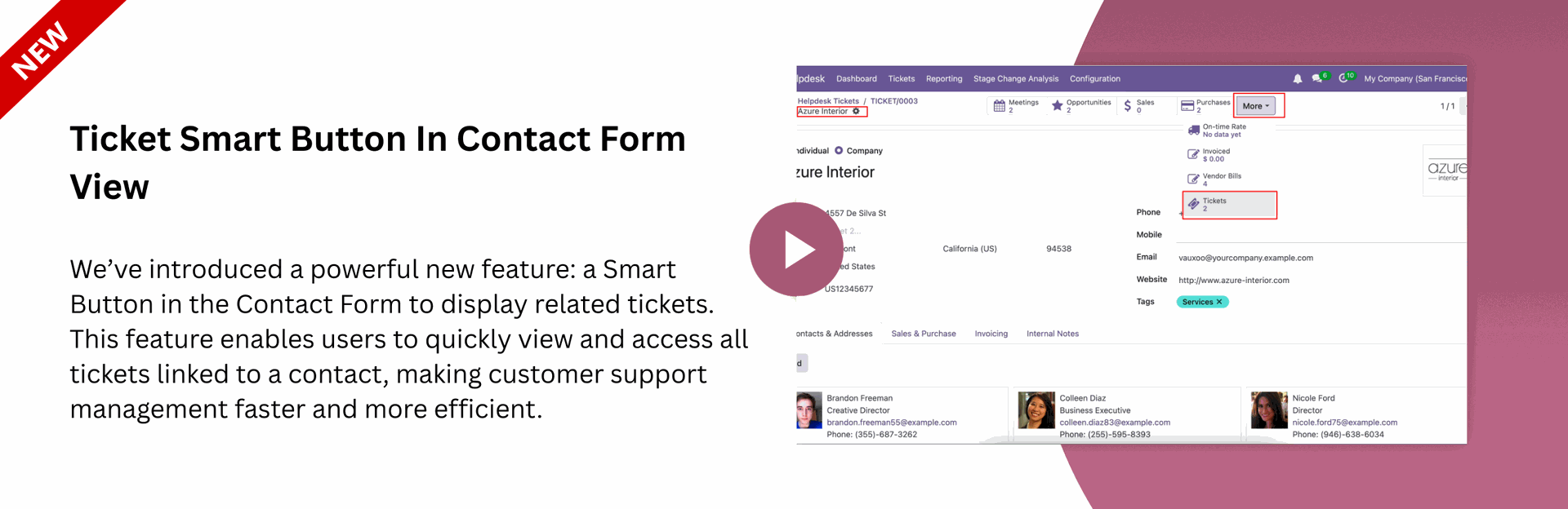 Ticket Smart Button In Contact Form View