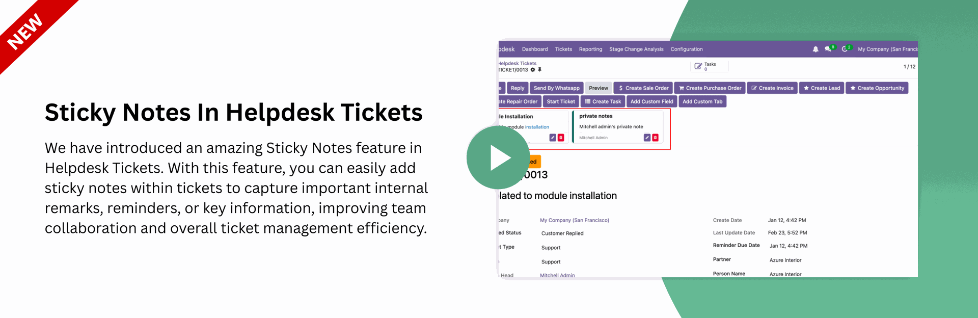 Sticky Notes In Helpdesk Tickets