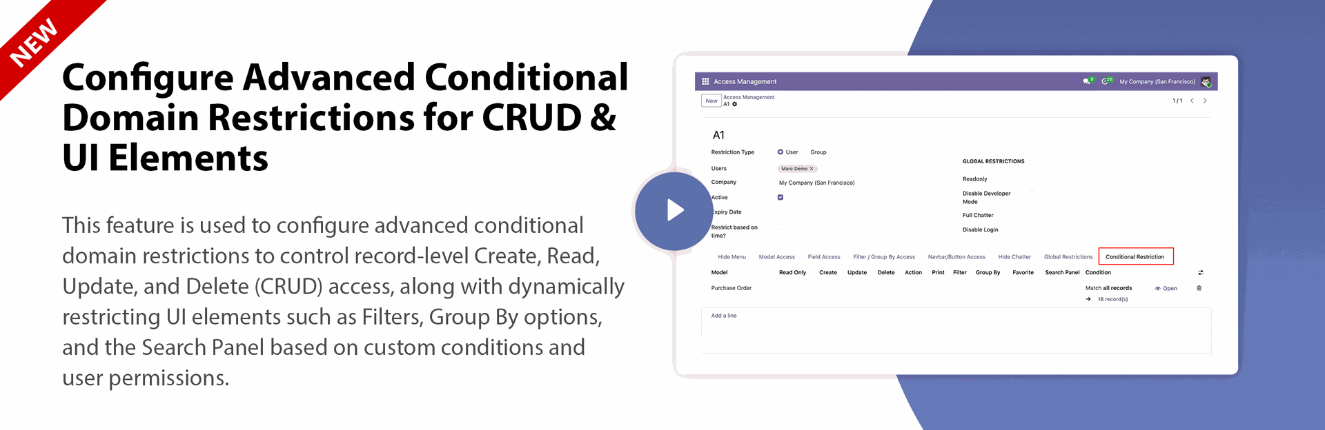 Configure Advanced Conditional Domain Restrictions for CRUD & UI Elements