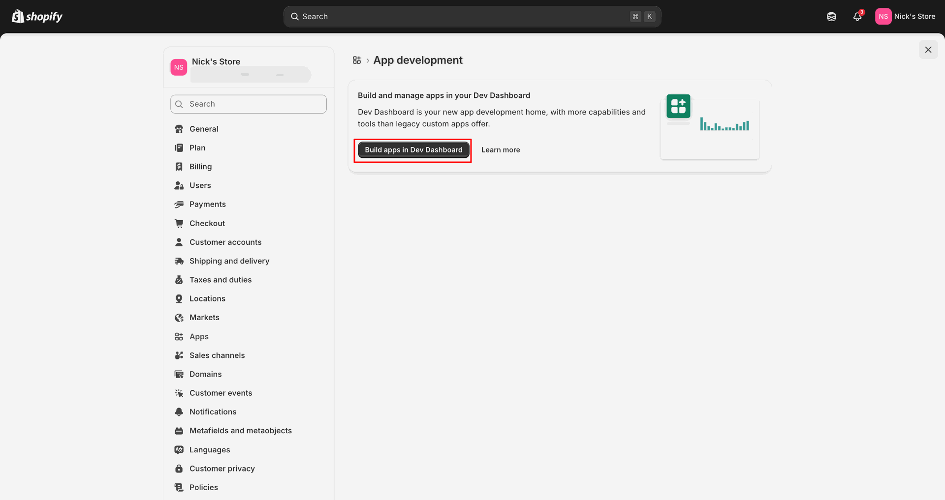Shopify Credential interface screenshot