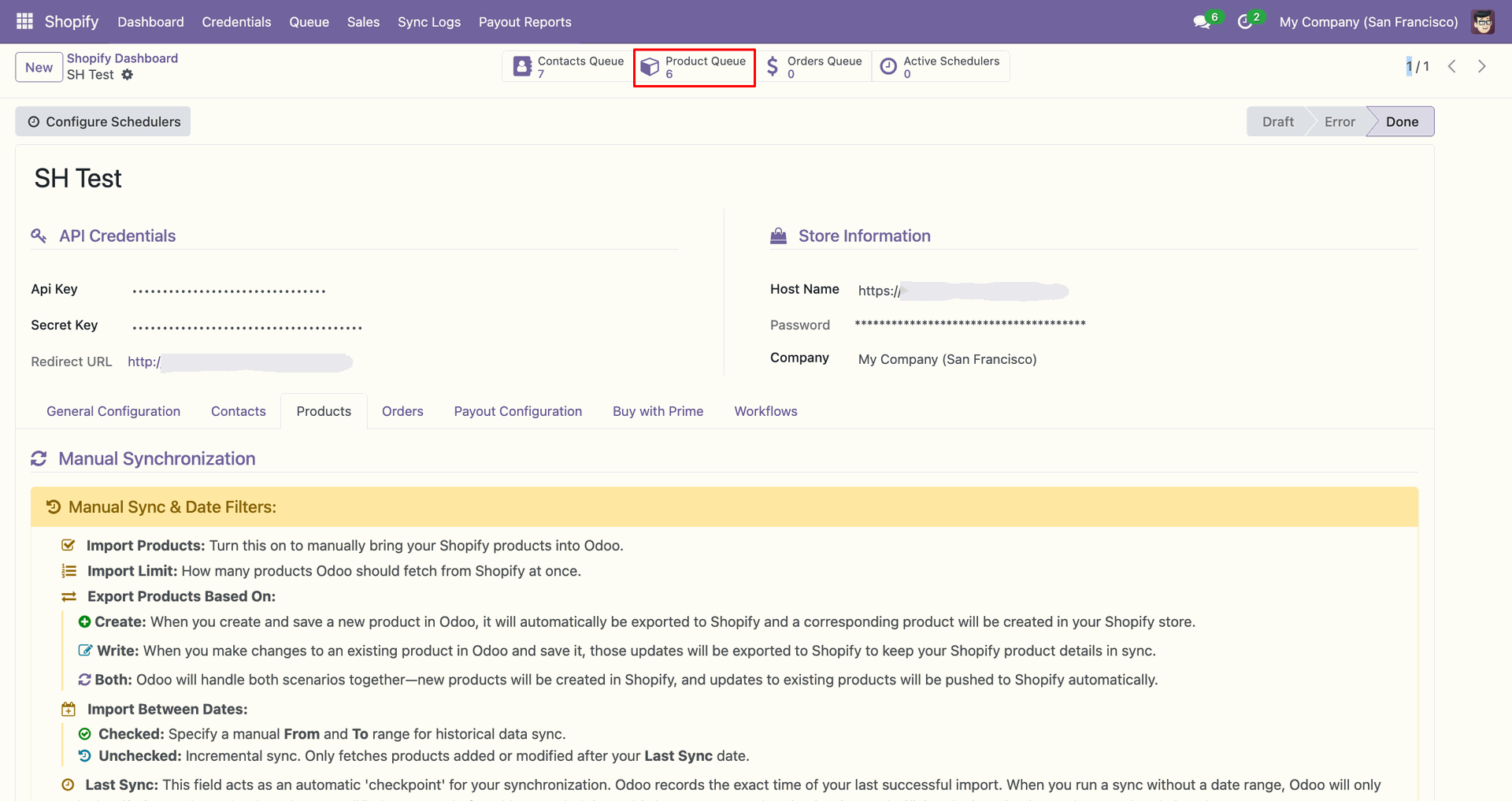 Import Products interface screenshot