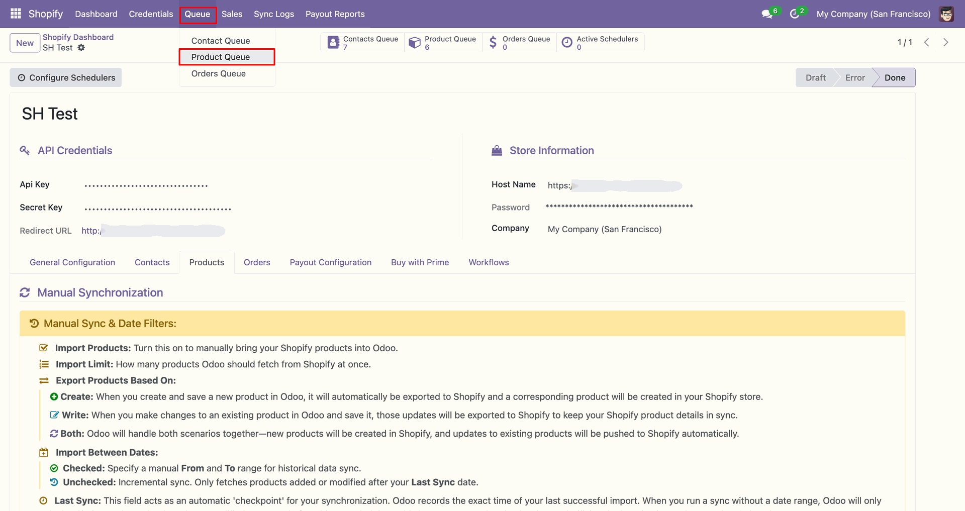 Import Products interface screenshot
