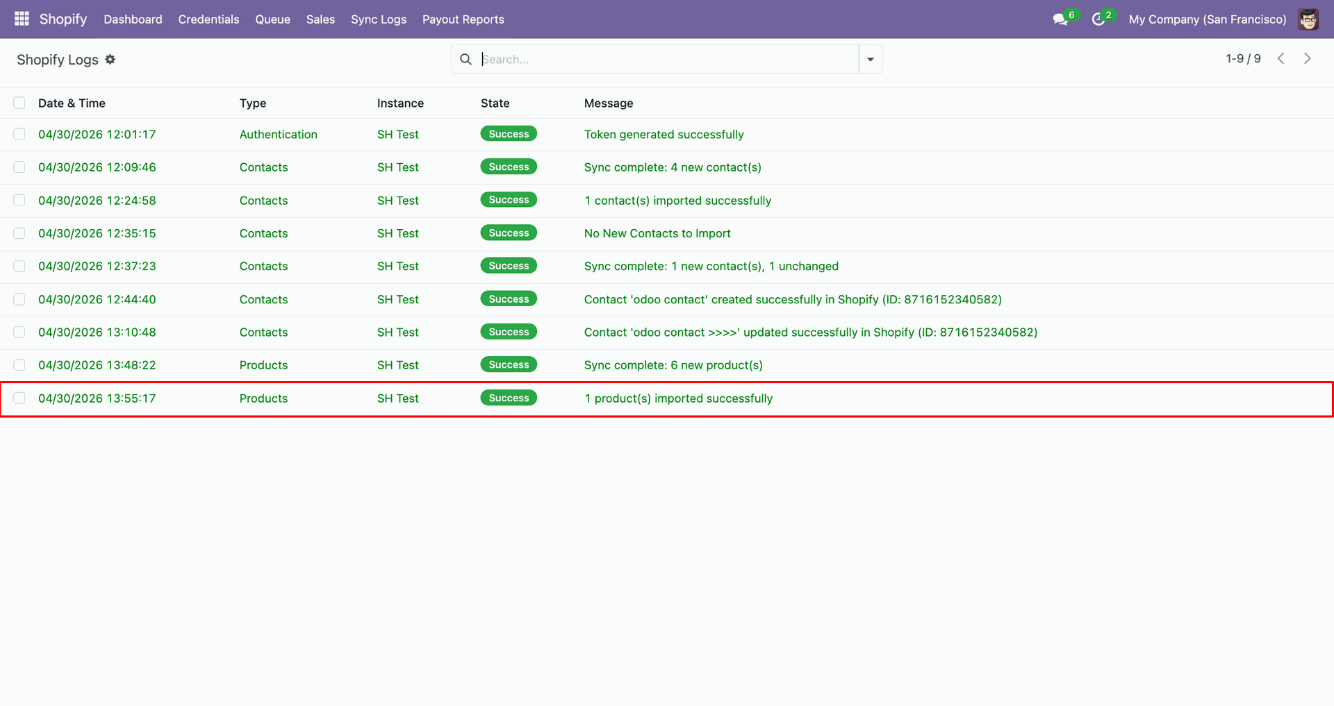 Import Products interface screenshot