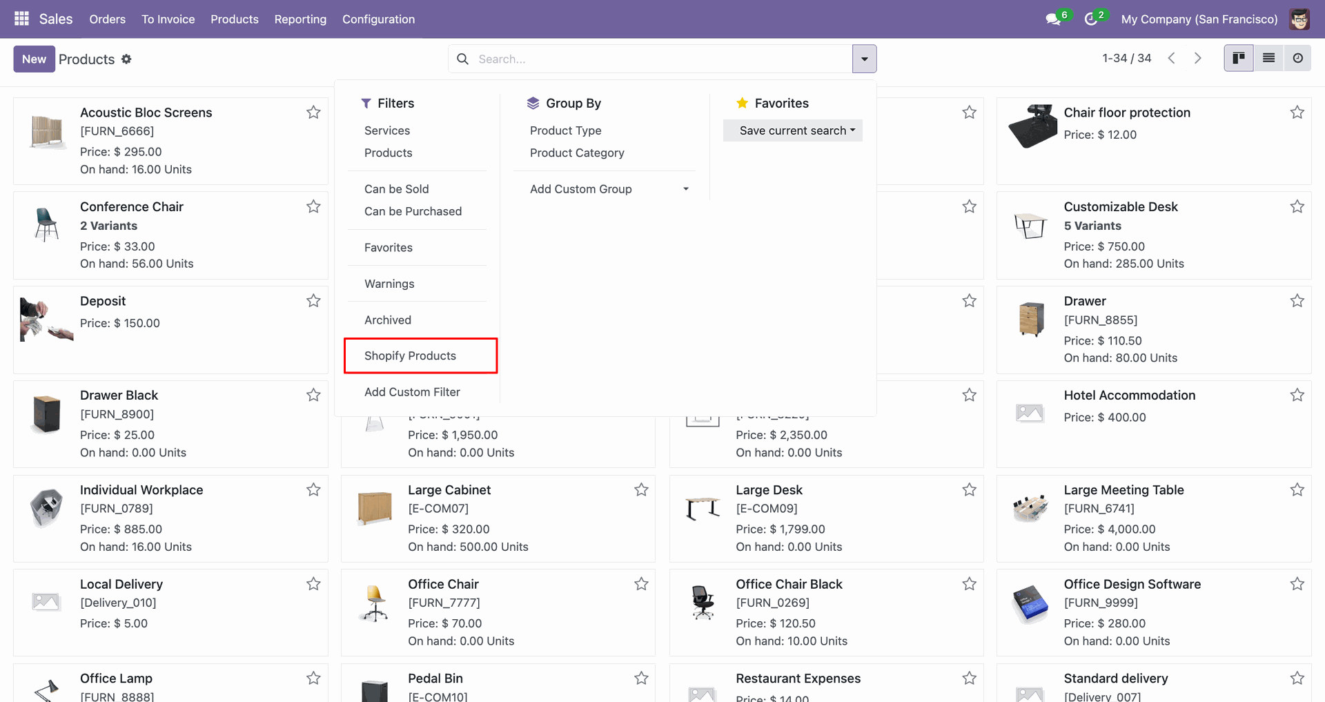 Import Products interface screenshot