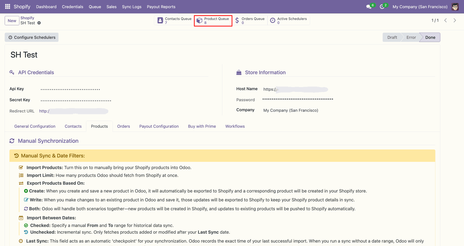 Import Products interface screenshot