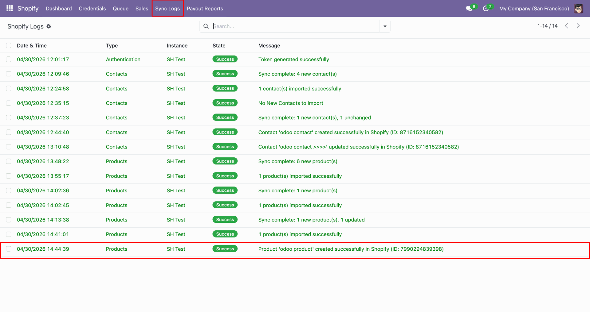 Export Products interface screenshot
