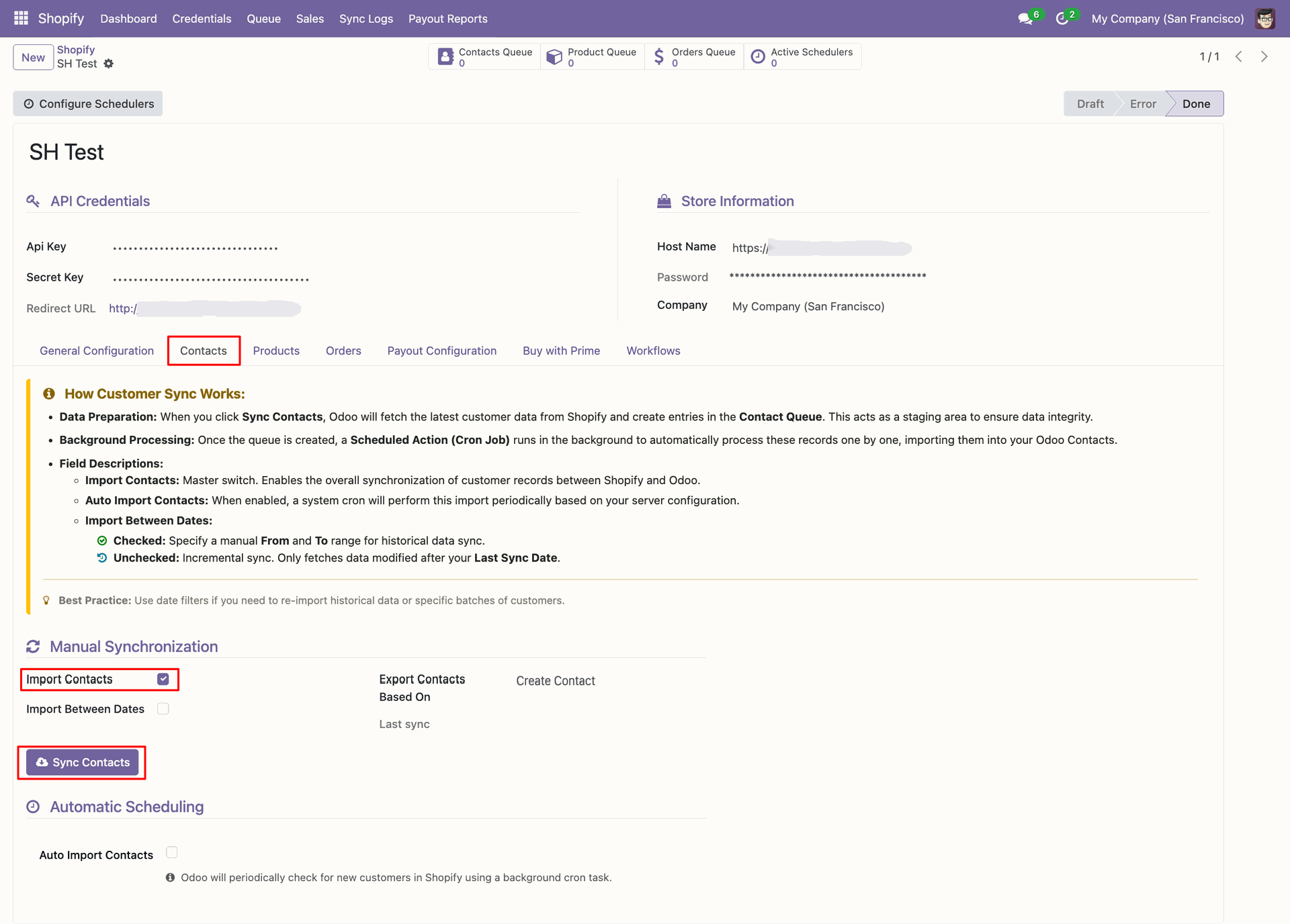 Import Contacts interface screenshot