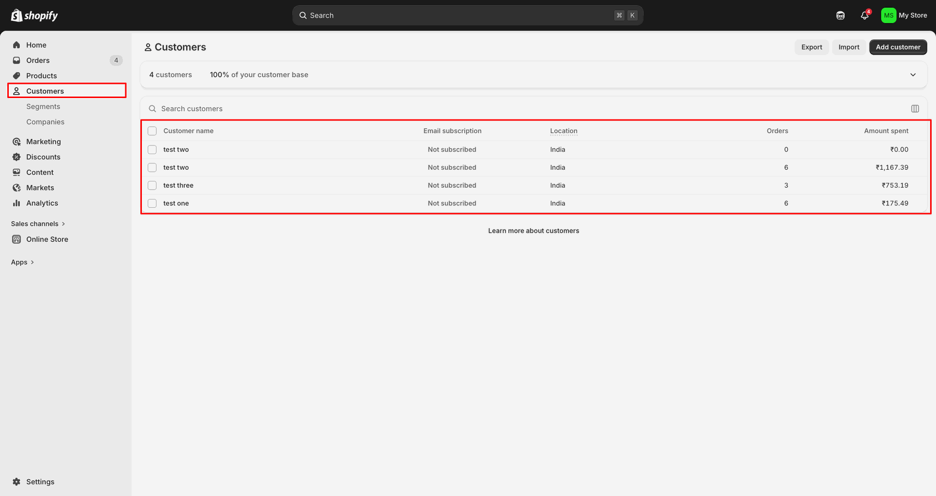 Import Contacts interface screenshot